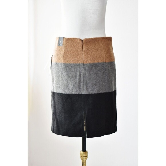 Amanda + Chelsea Pencil Skirt Woman's S Black Tan Colorblock Fuzzy Mohair NWT - Picture 5 of 9